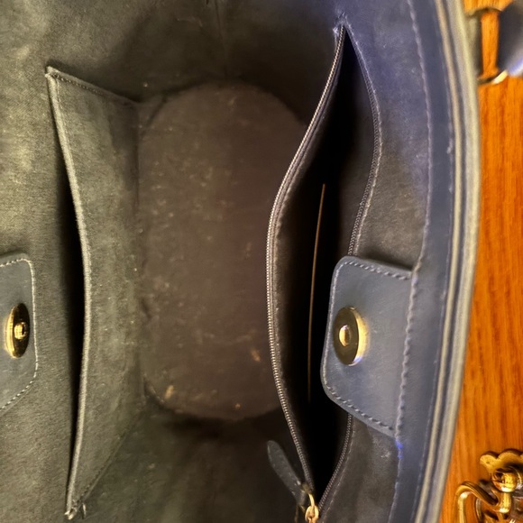 KATE SPADE BLUE/WHITE CROSSHATCH DESIGN HANDBAG BRAND NEW HANDLES SHOULDER STRAP - Picture 3 of 3